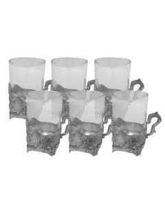 Set Of 6 Small Cups Filigree Design With Handle