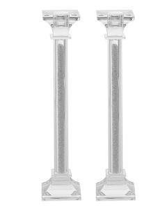 Crystal Candle Sticks Crystal and Silver