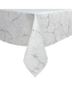 Jacquard Tablecloth with Marble Design - White/Silver  - 54" x 72"