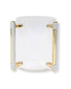 Acrylic Wash Cup with White/Gold Handles & White Bottom