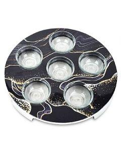 Aluminum Seder Plate with Marble Decal - Black