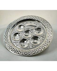 Silver Plated Seder Plate Diamond Design