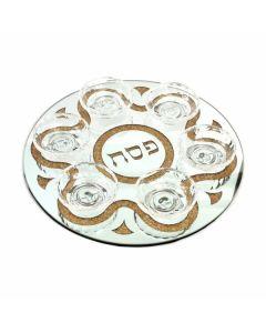 Crystal Seder Plate - 15" Stones Design - Gold