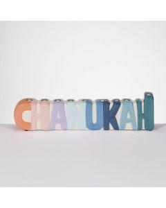 "CHANUKAH" Hand-Painted Ceramic Menorah