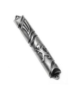 Pewter Mezuzah with Lion and "Shin"