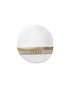 Leather Pesach Seder Matzah bag Silver and Gold Stripe design