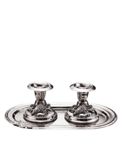 Silver Plated Candlesticks With Tray
