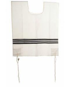 18" Tzitzis Chabad - Wool - Silk Corners - Black Stripe