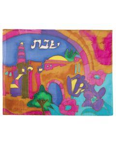 Silk Painted Challa Cover - The Tower of David