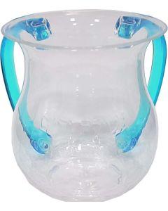 Clear Washing Cup - Turquoise Handles