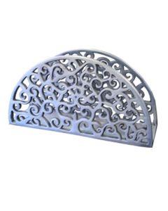 Aluminum Napkin Holder - Semi-Circle Oriental - Silver