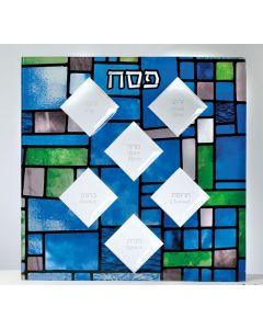 ''Stained Glass'' Seder Plate, Square