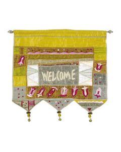 Wall Hanging - Welcome Flowers English Gold