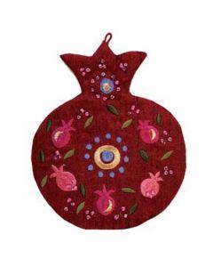 Embroidered Wall Decoration - Pomegranates - Red