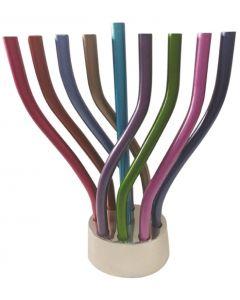 Anodized Alluminum Menorah Multicolor - Yair Emanuel Collection