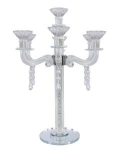 "Royal Style" 7 Branch Clear Filling Crystal Candelabra 16.5"H