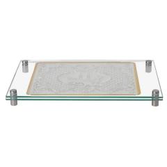 Glass Challah Board With Silver Shabbos Plate