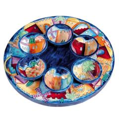 Seder Plate and Six Small Bowls - Jerusalem