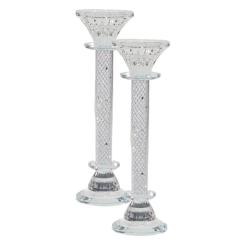 Crystal Candlestick With Silver Paper Filling 9.5"