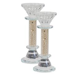 Crystal Candlestick With Gold Paper Filling 7"