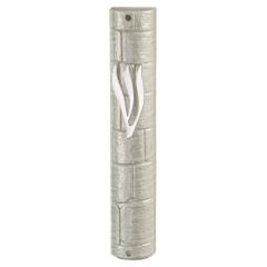 Silver-Toned Metal Mezuzah with Rubber Cork