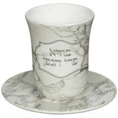 Ceramic Kiddush Cup with Saucer