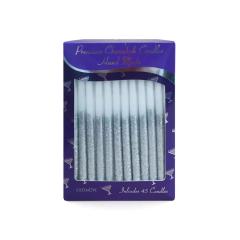 Glittered Chanukah Candles - Silver & White