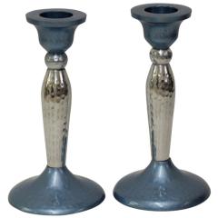 Candlestick Hammered Nickel Plated - Silver/Blue
