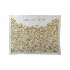 Emanuel Full Embroidered Challah Cover Jerusalem-- Gold