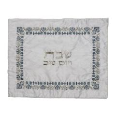 Emanuel Machine Embroidered Challah Cover-Antique Silver