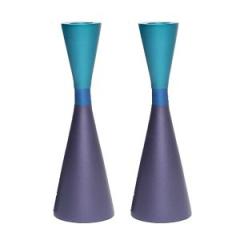 Emanuel Anodized Candlesticks w/ Ring - Purple/Turquoise