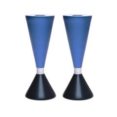 Double Sided Anodized Candlesticks W/ Ring - Blue