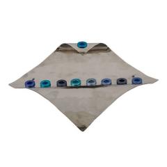 Square Wave Menorah - Blue - Yair Emanuel Collection