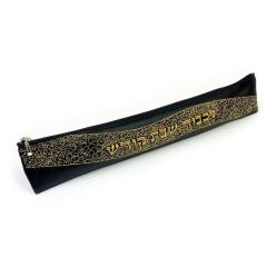Black Leatherette Knife Case with Gold Embroidery - 14"