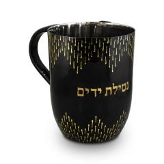 Black Wash Cup with Drizzle Design - Gold