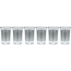 Set Of 6 River Kiddush Cups-Silver Glass