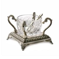 Crystal Salt Dish on Stand with Spoon