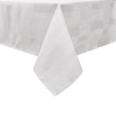 Jacquard Tablecloth with Rectangles Design- White/Silver  - 70" x 144"