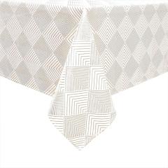 Velvet Tablecloth - Gold Geometric Print - 70" x 180"