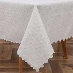 Unlined White Lace Tablecloth - Mini Hexagon - 70" x 160"