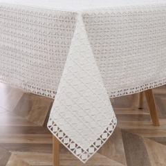 Unlined White Lace Tablecloth - Diamond - 70" x 120"