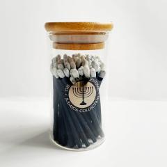 Glass Container with Blue Matches