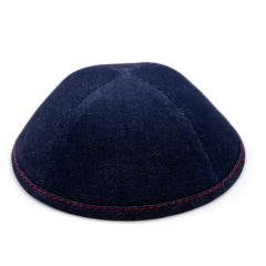 Blue Denim Red Stitching Yarmulke Size 2
