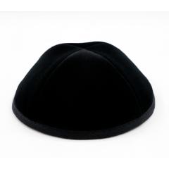 Black Velvet Yarmulke Black Stitching Size 2