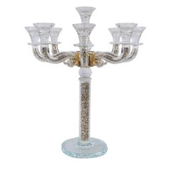 "Classic Style" 9 Branch Gold Filling Crystal Candelabra 18.5"H