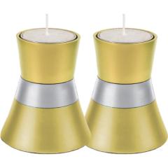 Anodize Aluminum Shabbat Candlesticks - Small - Gold