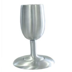 Aluminum Kiddush Cup and Plate - Silver