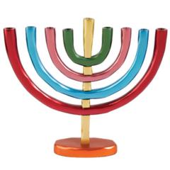 Anodized Aluminum Hanukkah Menorah - Colorful
