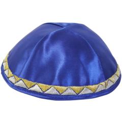 Kippah with Triangle Royal Blue Satin