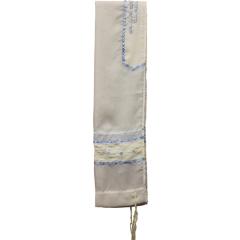 Poly Sheer Tallis - Blue Pomegranate Embroidered - Galile Silks